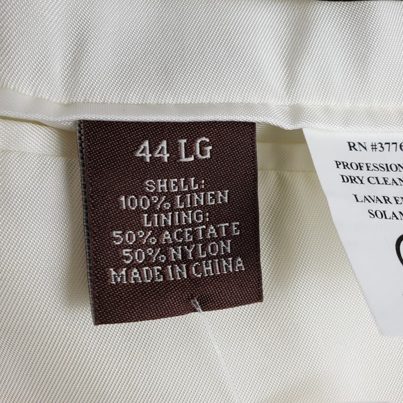 Perry Ellis Men's‎ Size 44 100% Linen Twill Suit Jacket Blazer Ivory Cream New - Picture 6 of 9